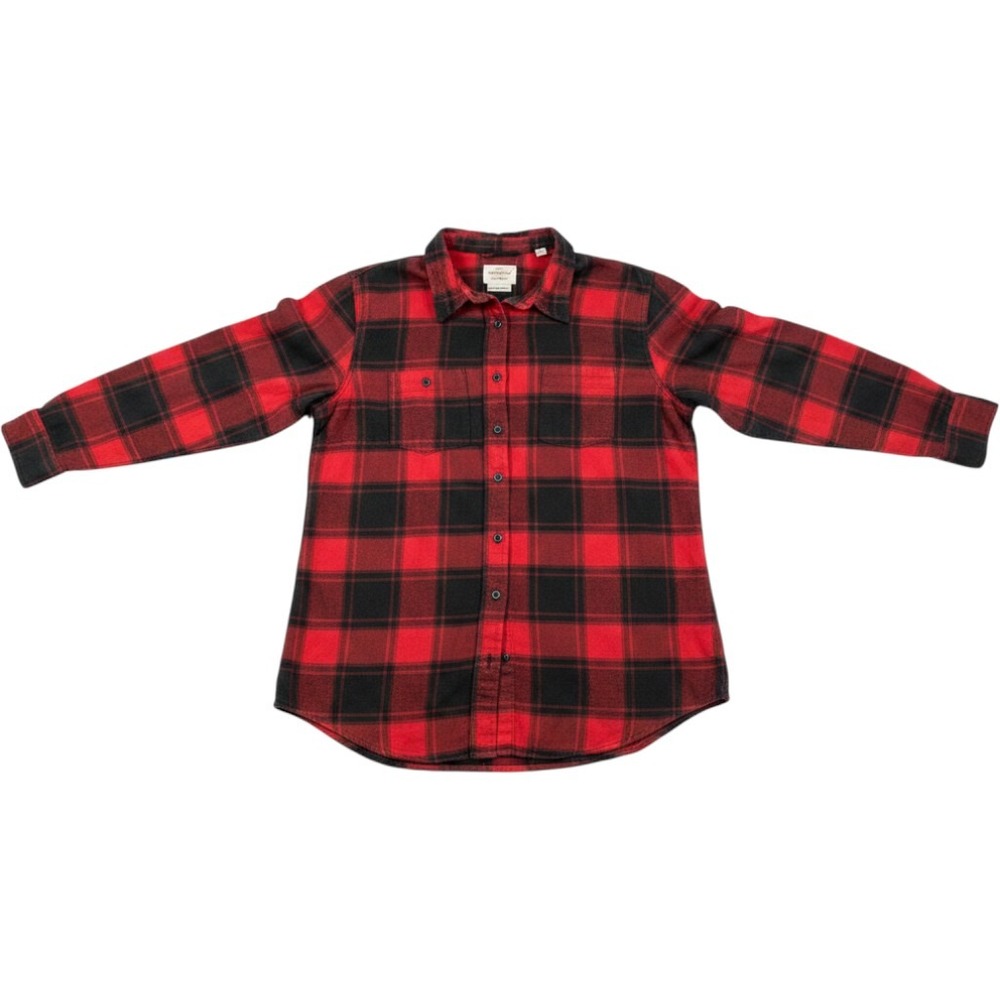Weatherproof Vintage Kids XL Red Black Plaid Flannel Button Down Comfort Stretch